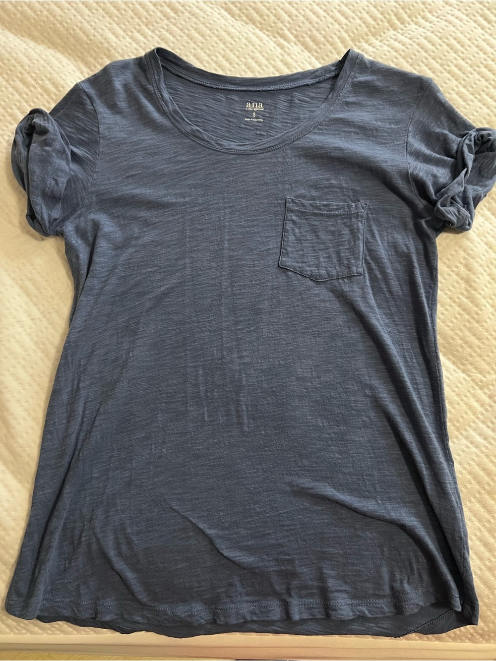 a.n.a Slate Blue Short Sleeve Pocket Tee